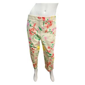 Rafaella Cream Floral Capri Pants SZ 12 Summer Spring Vacation